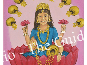 Attract abundance with Dhana Lakshmi is a 40x50 cm oil on canvas painting showing Dhana lakshmi in the form of a little girl from India. Learn to oil paint Dhana Lakshmi from scratch.