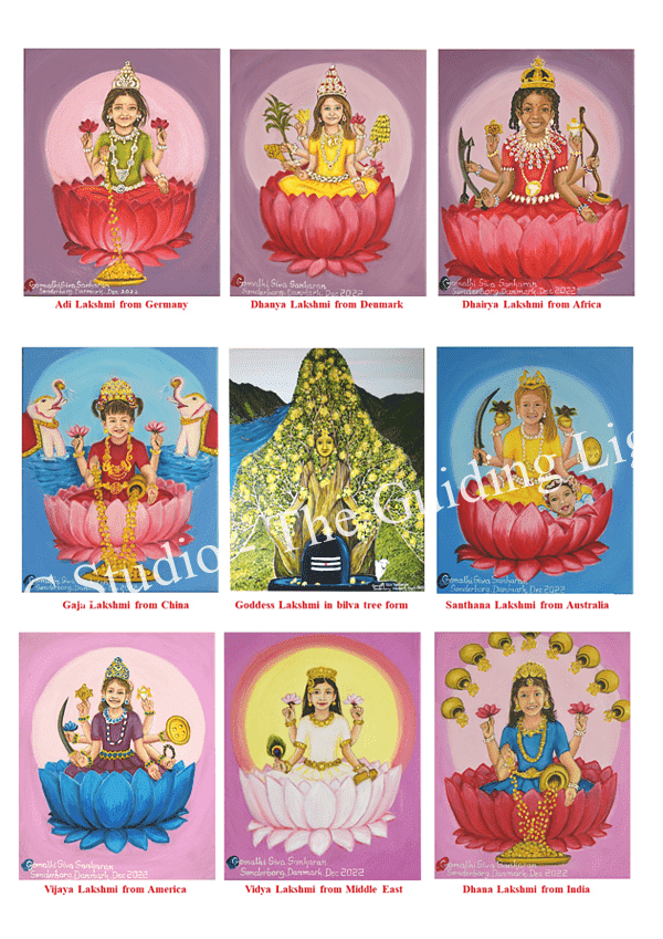 Attract abundance with Ashtalakshmi and Bilva Lakshmi A4 Artprints