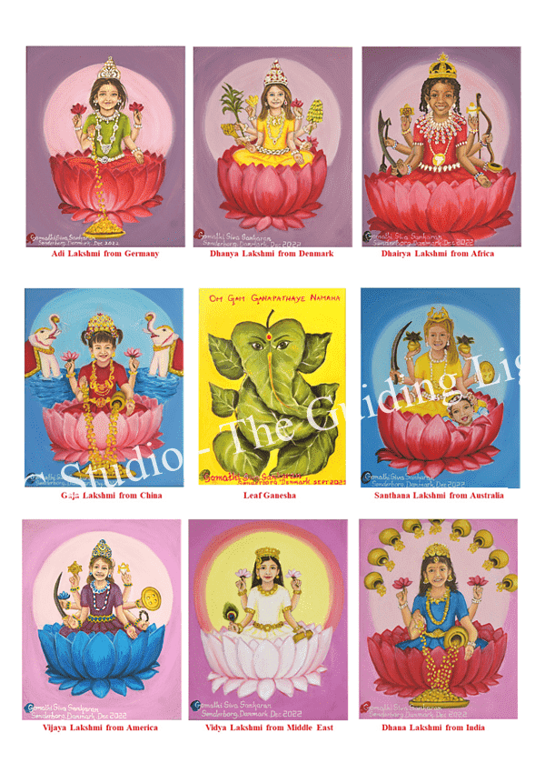Attract abundance with Ashta Lakshmi and Leaf Ganesha A4 prints